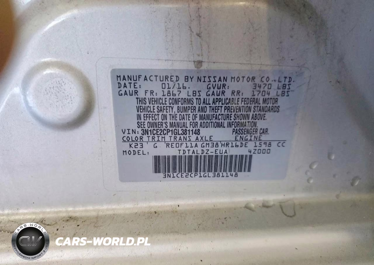 2016 Nissan Versa Note Sv VIN:3N1CE2CP1GL381148 - 13
