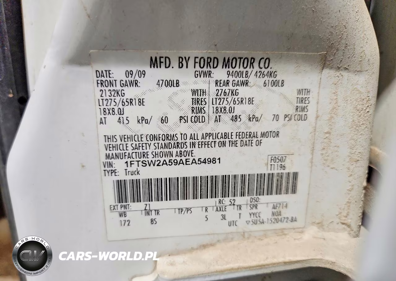 2010 Ford F250 Super Duty VIN:1FTSW2A59AEA54981 - 12