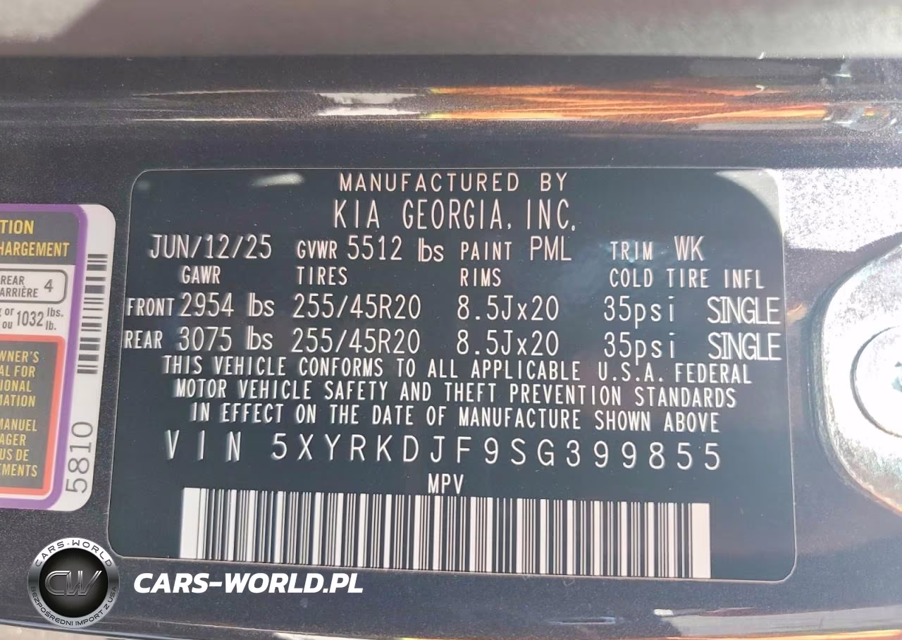 2025 Kia Sorento X-Line Sx VIN:5XYRKDJF9SG399855 - 14