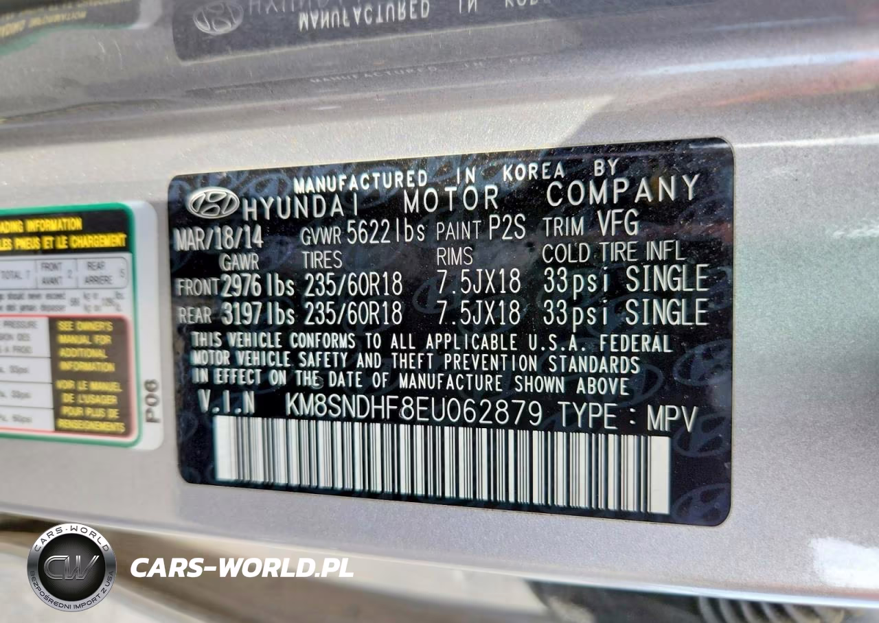 2014 Hyundai Santa Fe Gls VIN:KM8SNDHF8EU062879 - 12