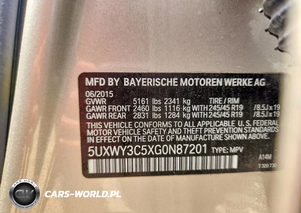 2016 BMW X3 xDrive28D VIN:5UXWY3C5XG0N87201 - 13