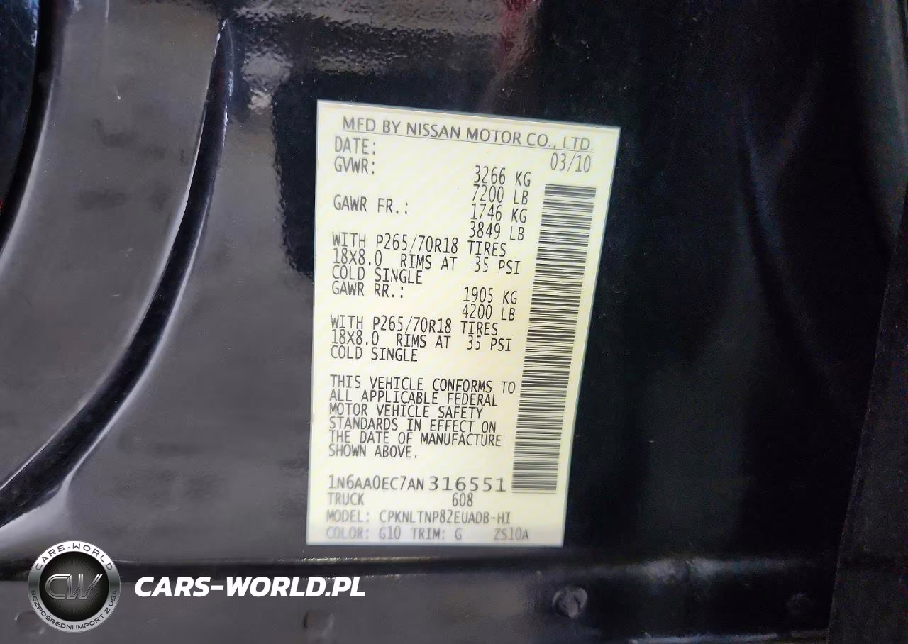 2010 Nissan Titan Se VIN:1N6AA0EC7AN316551 - 12