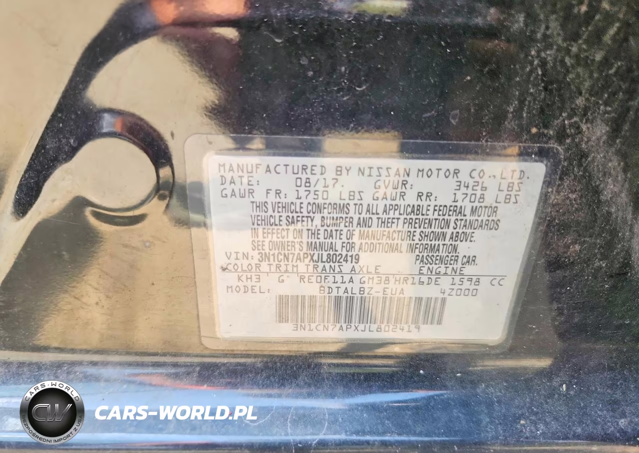 2018 Nissan Versa Sv VIN:3N1CN7APXJL802419 - 12