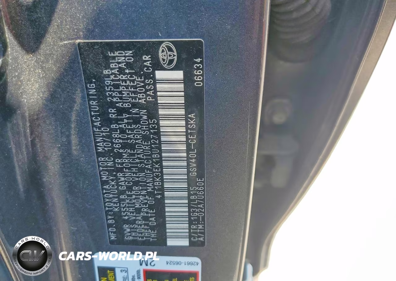 2011 Toyota Camry Se V6 VIN:4T1BK3EK1BU127135 - 12