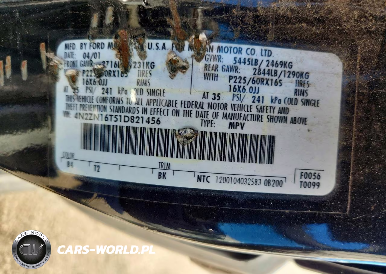 2001 Nissan Quest Se VIN:4N2ZN16T51D821456 - 13