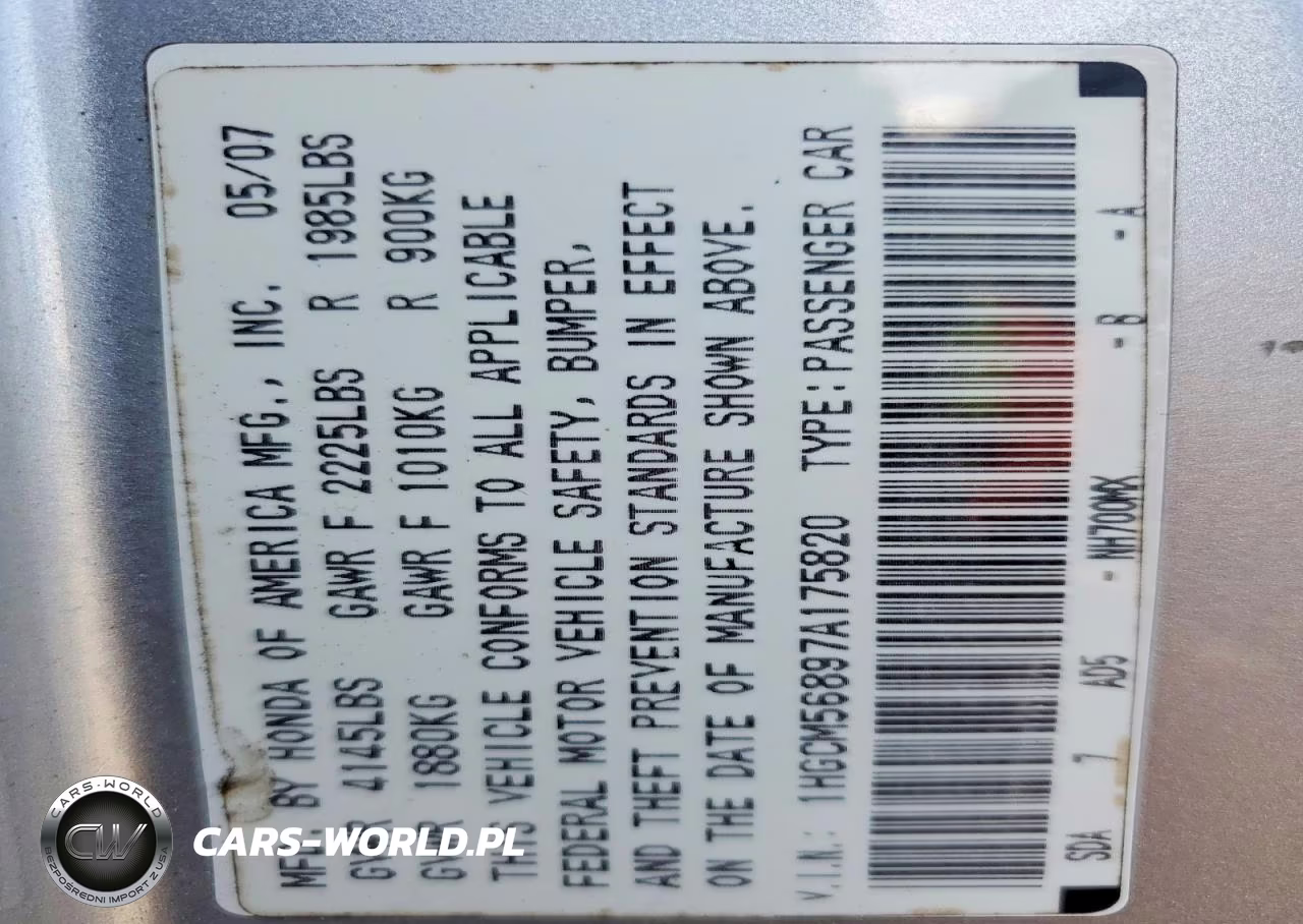 2007 Honda Accord Ex VIN:1HGCM56897A175820 - 12