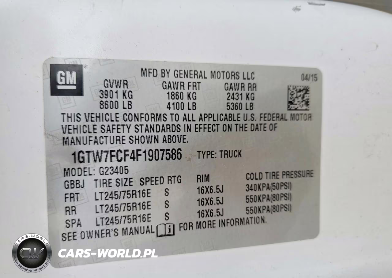 2015 GMC Savana G2500 VIN:1GTW7FCF4F1907586 - 13