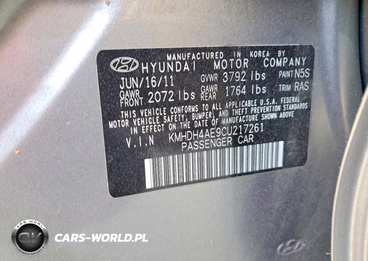 2012 Hyundai Elantra Limited VIN:KMHDH4AE9CU217261 - 13