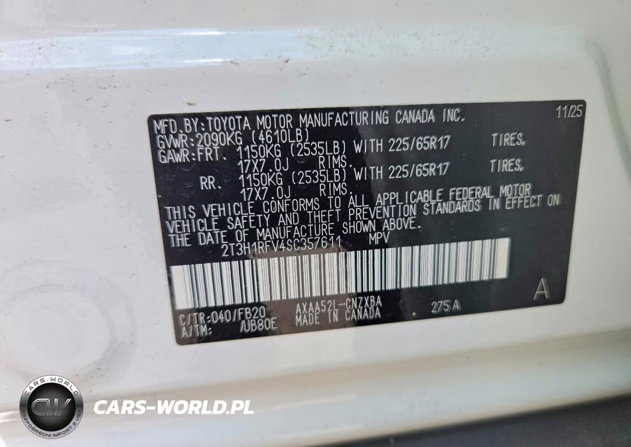 2025 Toyota Rav4 Le VIN:2T3H1RFV4SC357611 - 13