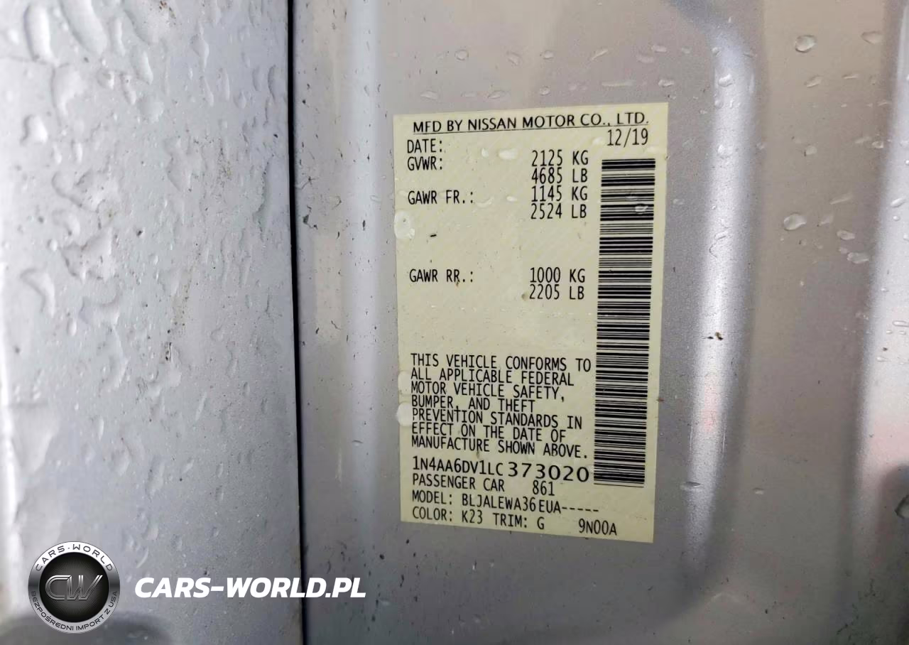 2020 Nissan Maxima Sl VIN:1N4AA6DV1LC373020 - 13