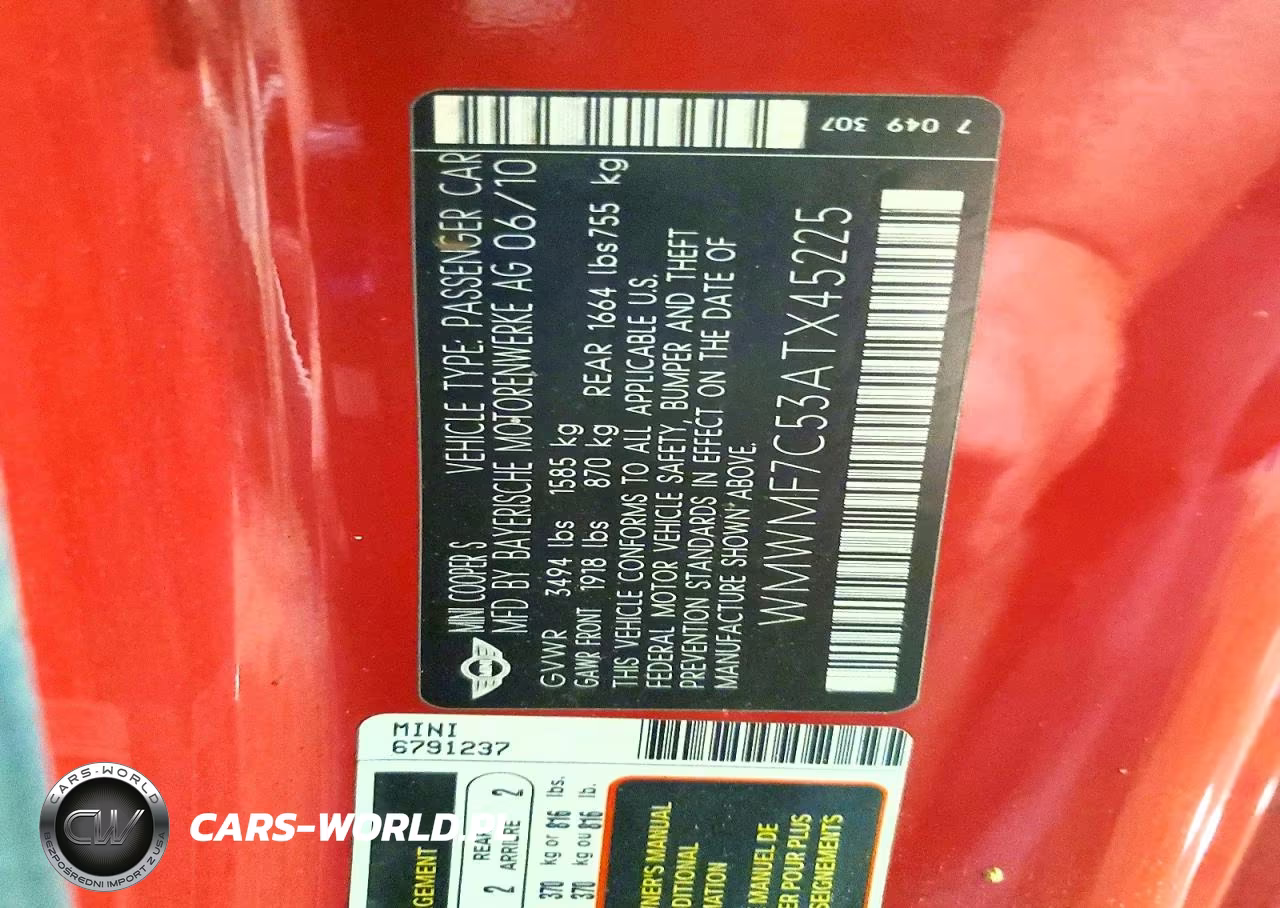 2010 Mini Cooper S VIN:WMWMF7C53ATX45225 - 13