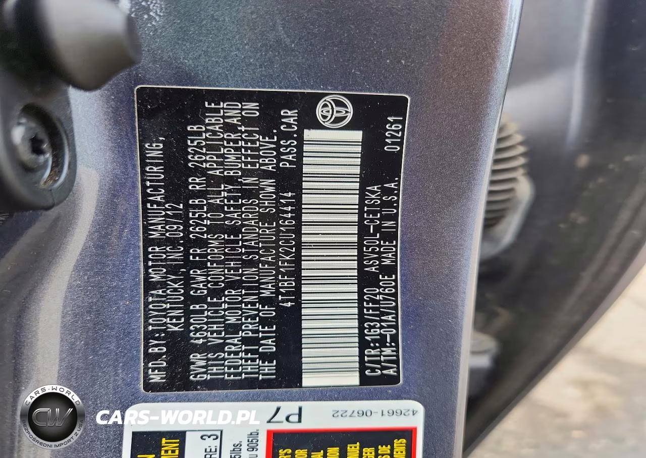 2012 Toyota Camry Se VIN:4T1BF1FK2CU164414 - 13