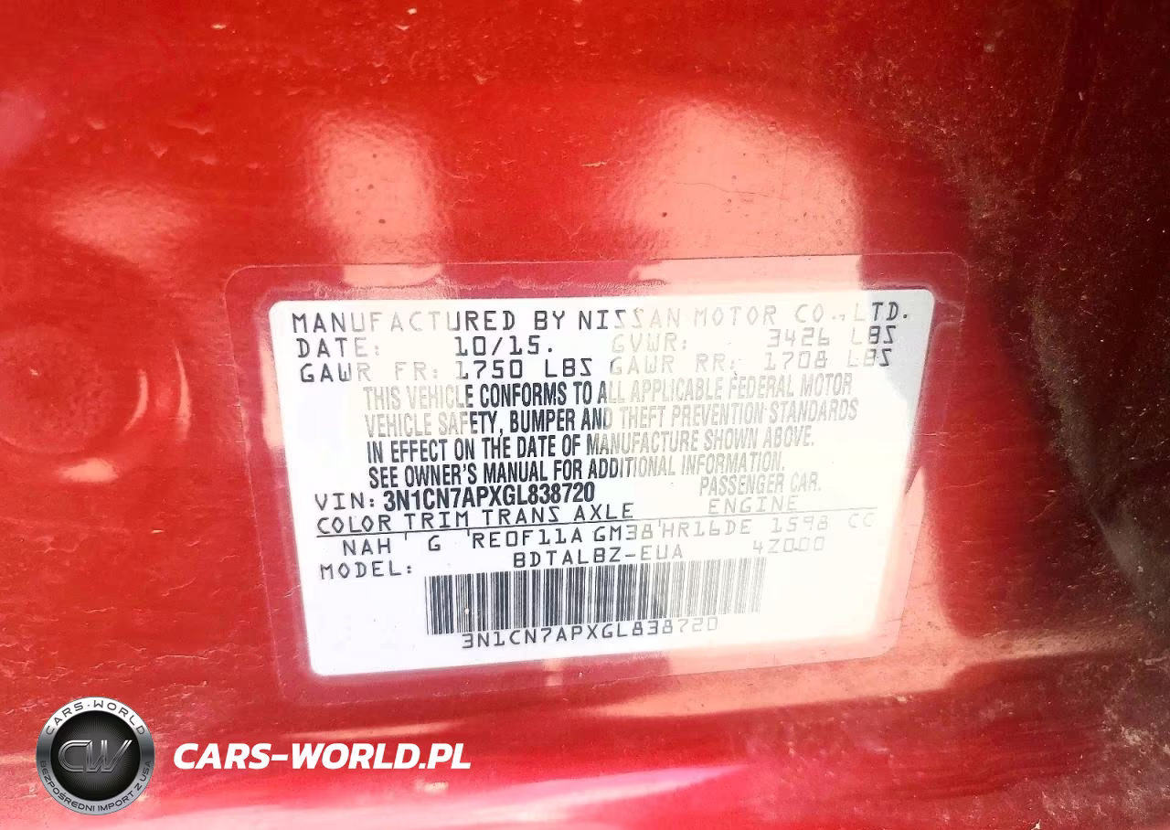 2016 Nissan Versa 1.6 Sv VIN:3N1CN7APXGL838720 - 12