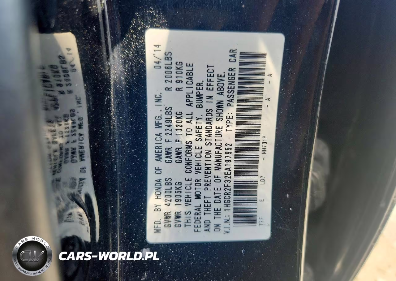 2014 Honda Accord Lx VIN:1HGCR2F32EA197952 - 12