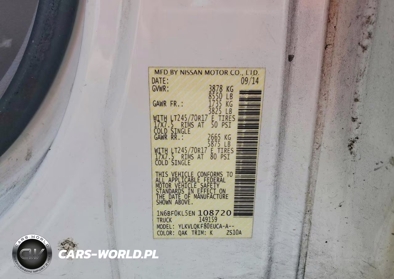 2014 Nissan Nv 1500 S VIN:1N6BF0KL5EN108720 - 14