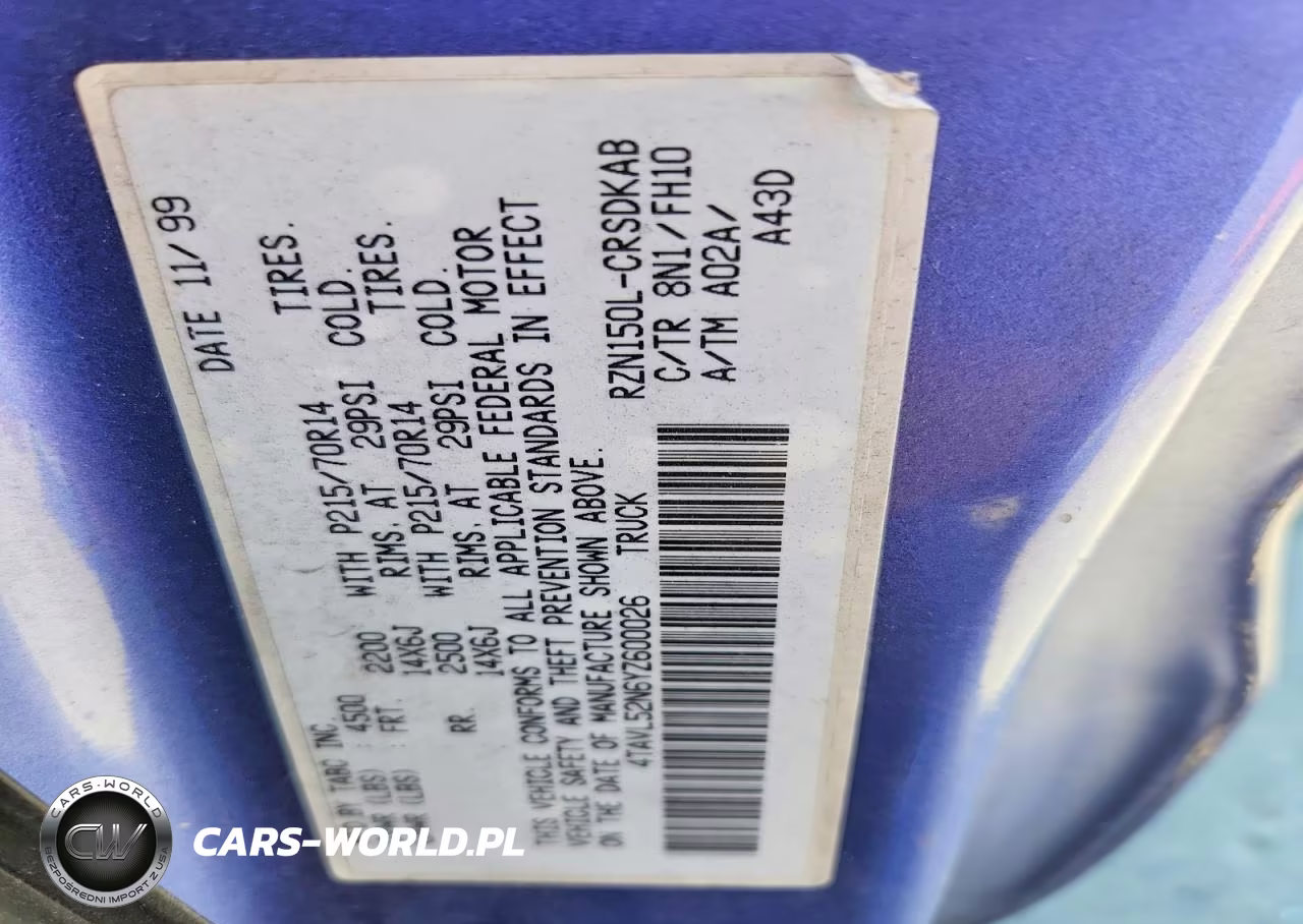 2000 Toyota Tacoma Xtracab VIN:4TAVL52N6YZ600026 - 12