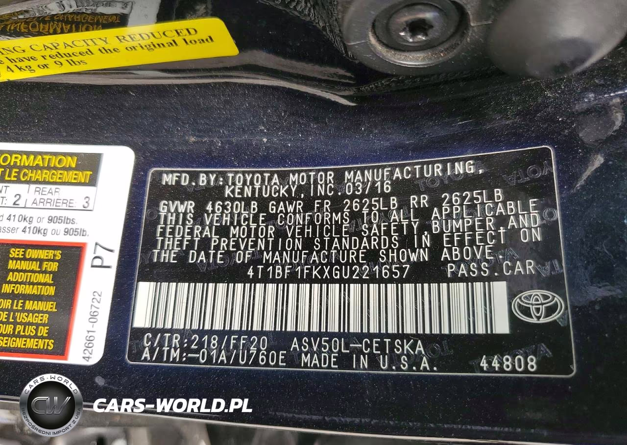 2016 Toyota Camry Se VIN:4T1BF1FKXGU221657 - 12