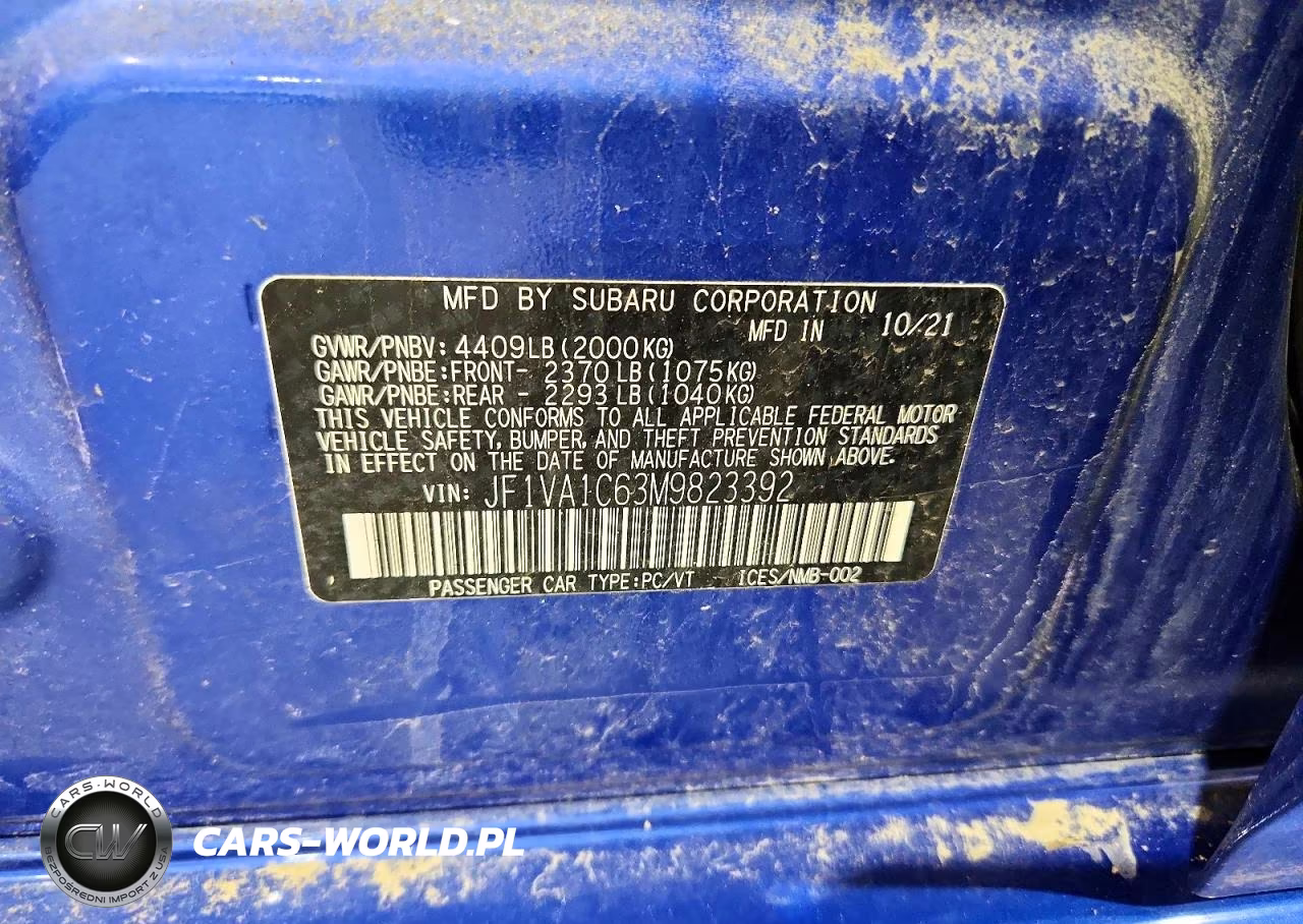 2021 Subaru Wrx Premium VIN:JF1VA1C63M9823392 - 12