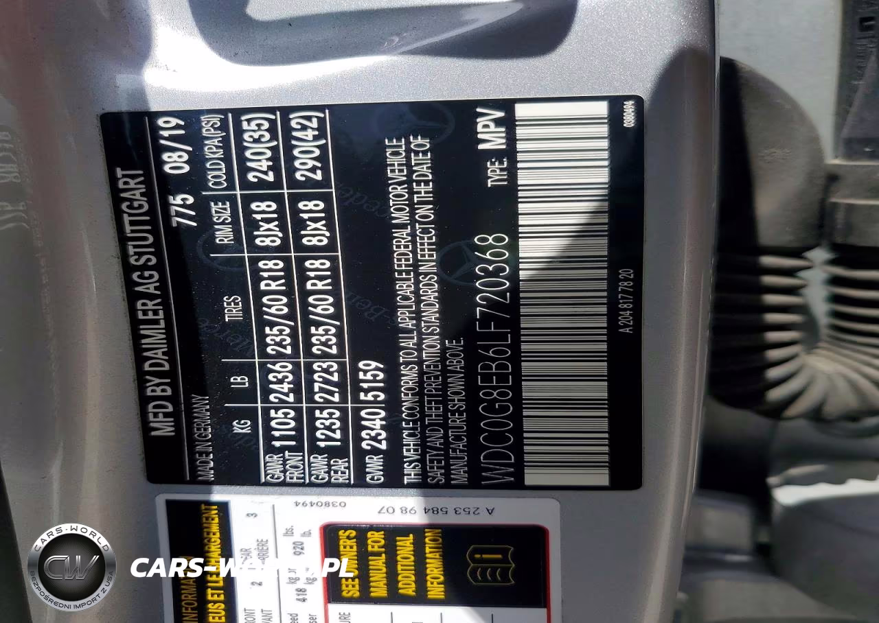 2020 Mercedes-Benz Glc 300 4Matic VIN:WDC0G8EB6LF720368 - 13