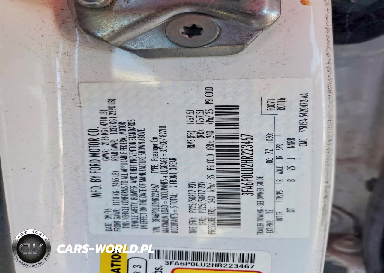 2017 Ford Fusion Se Hybrid VIN:3FA6P0LU2HR223467 - 12