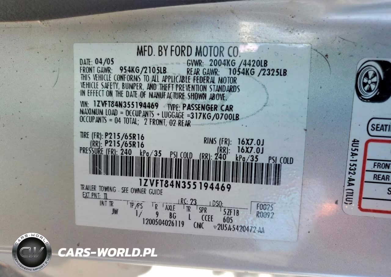 2005 Ford Mustang VIN:1ZVFT84N355194469 - 13