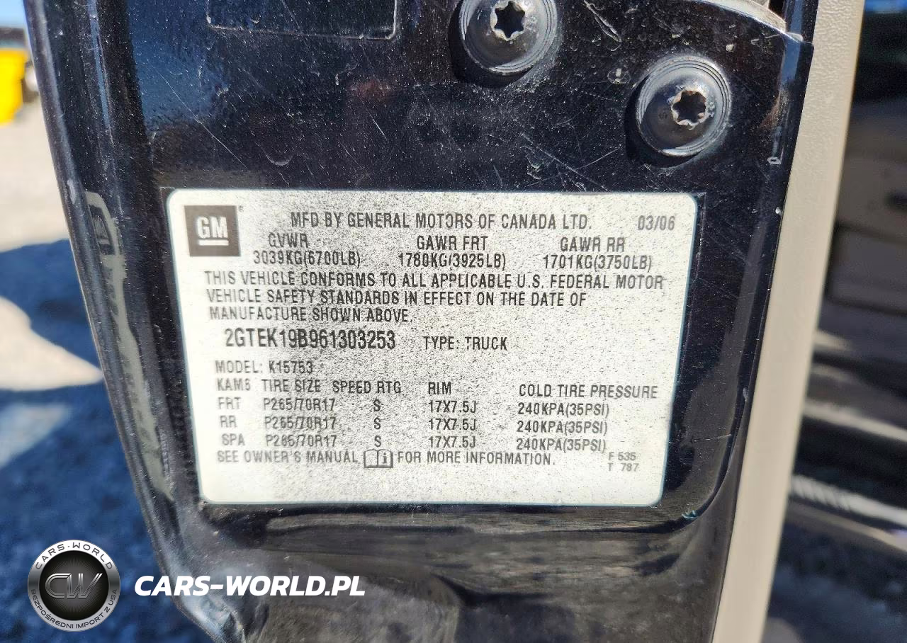 2006 GMC New Sierra K1500 VIN:2GTEK19B961303253 - 12