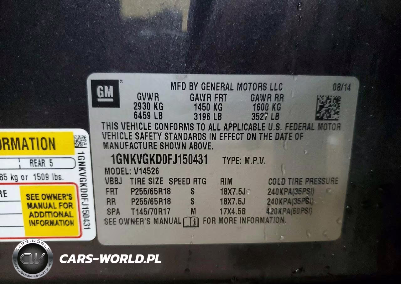 2015 Chevrolet Traverse Lt VIN:1GNKVGKD0FJ150431 - 14