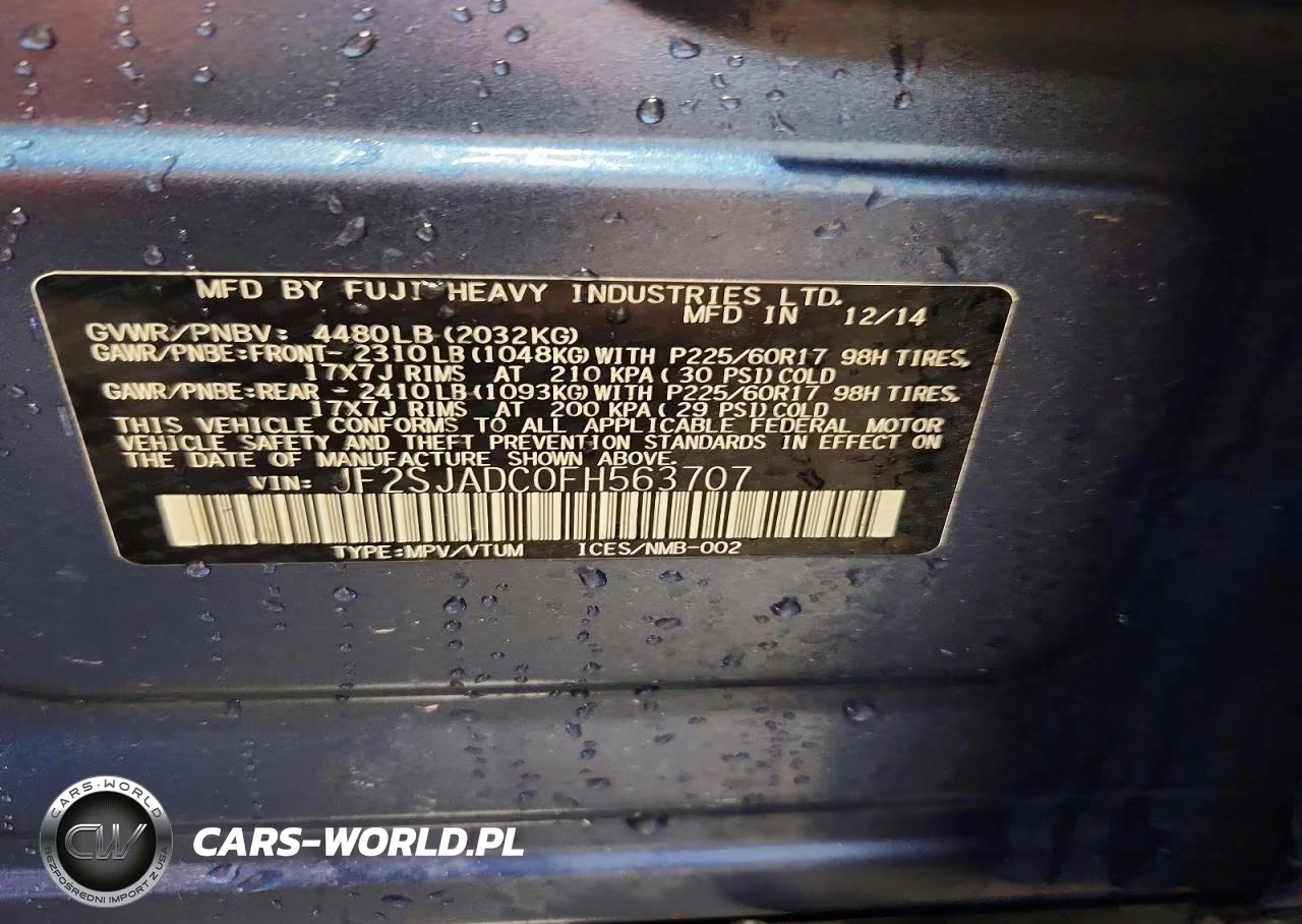 2015 Subaru Forester 2.5I Premium VIN:JF2SJADC0FH563707 - 13