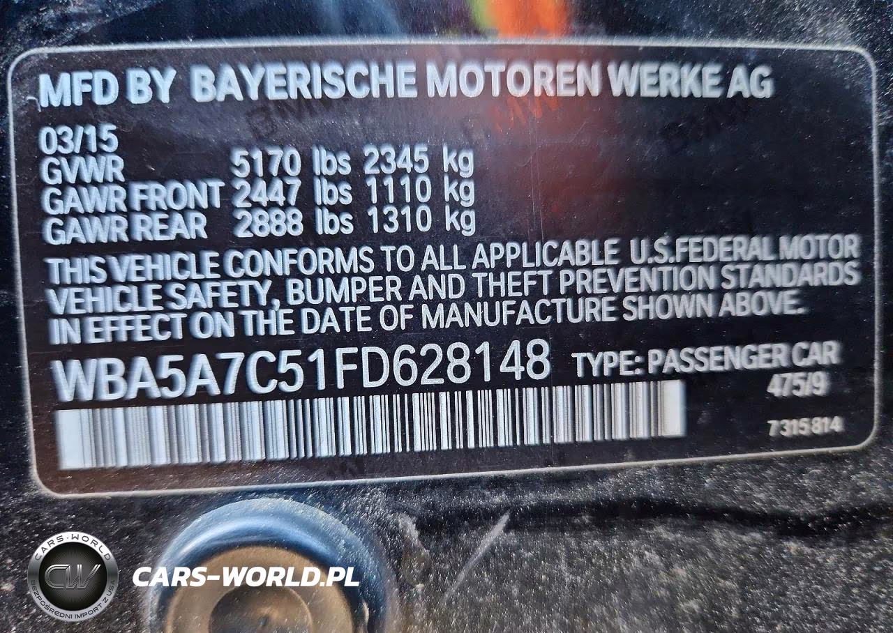 2015 BMW 528 Xi VIN:WBA5A7C51FD628148 - 12