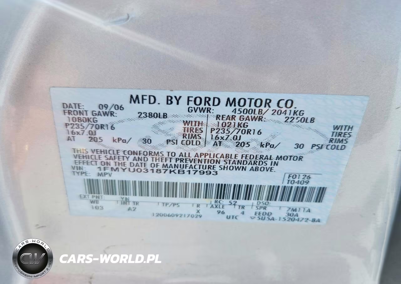 2007 Ford Escape Xlt VIN:1FMYU03187KB17993 - 13