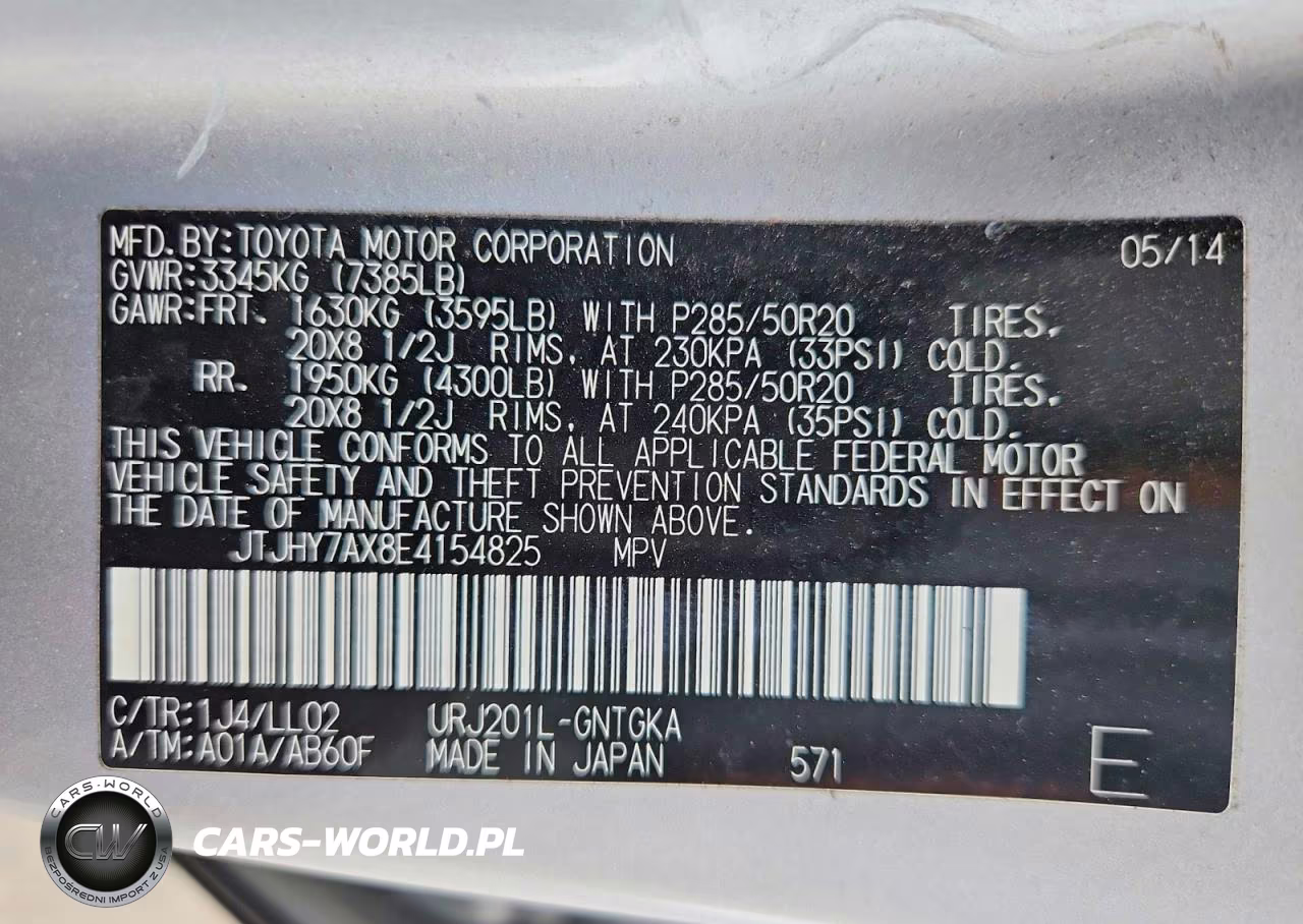 2014 Lexus Lx 570 VIN:JTJHY7AX8E4154825 - 13