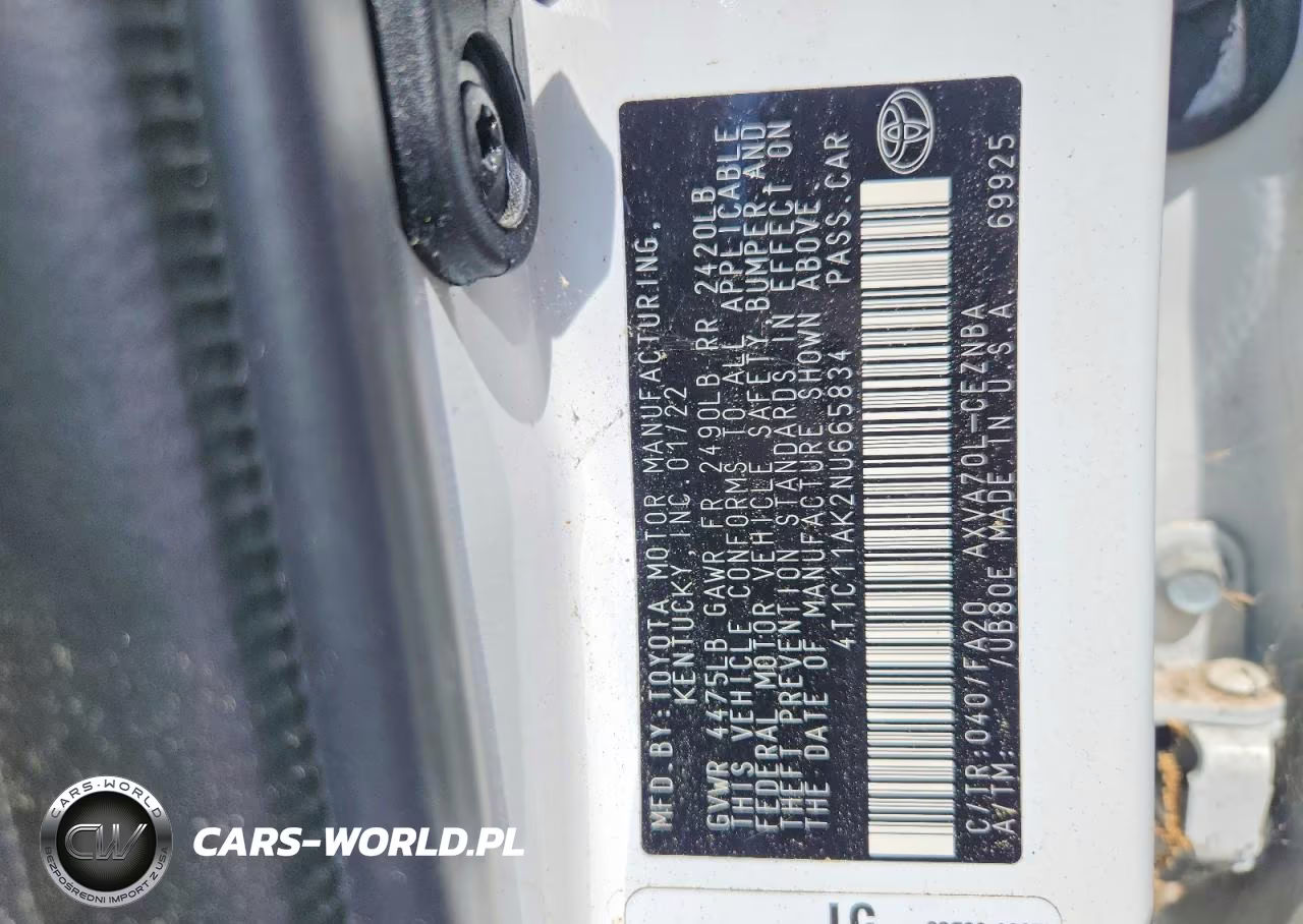 2022 Toyota Camry Le VIN:4T1C11AK2NU665834 - 12