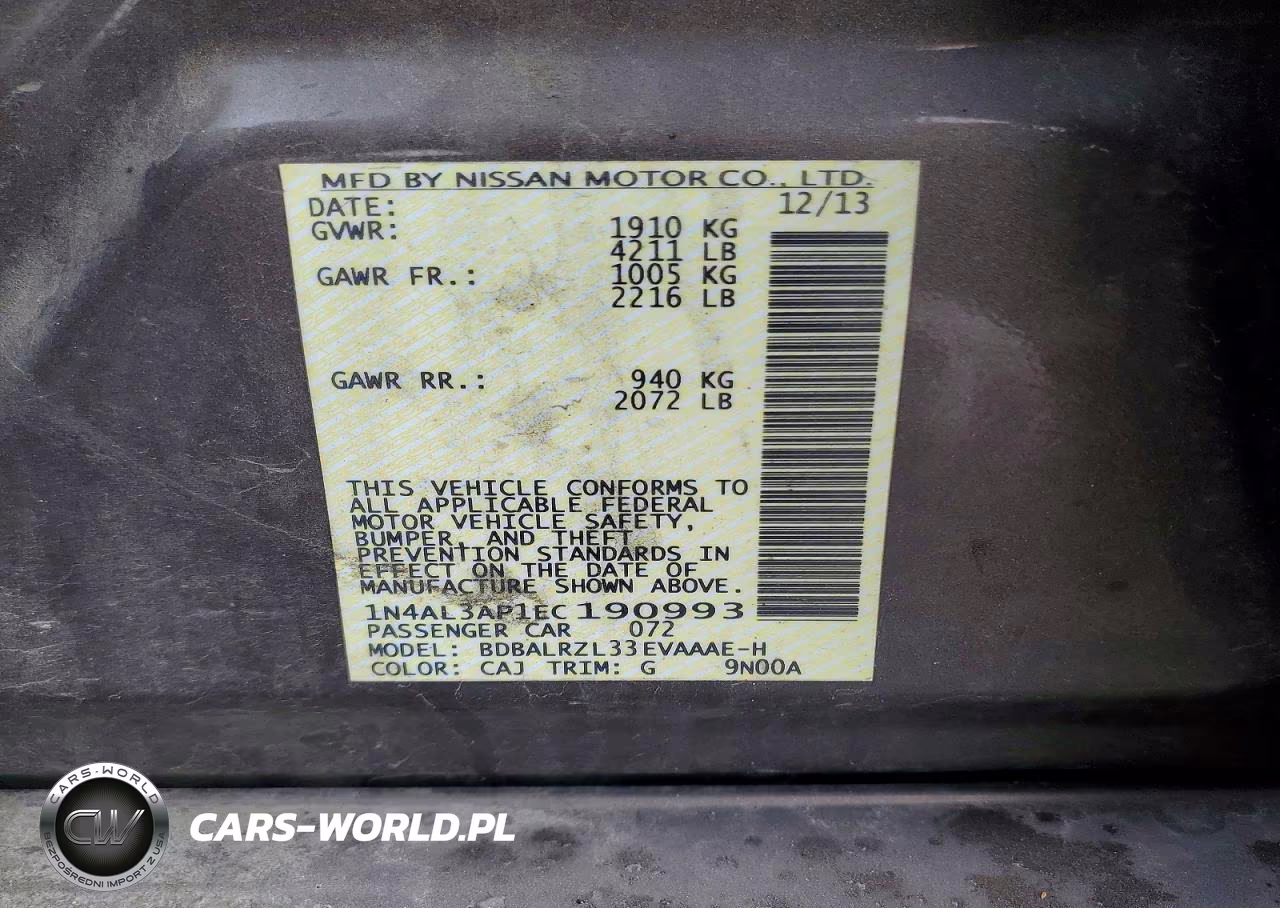 2014 Nissan Altima 2.5 S VIN:1N4AL3AP1EC190993 - 13