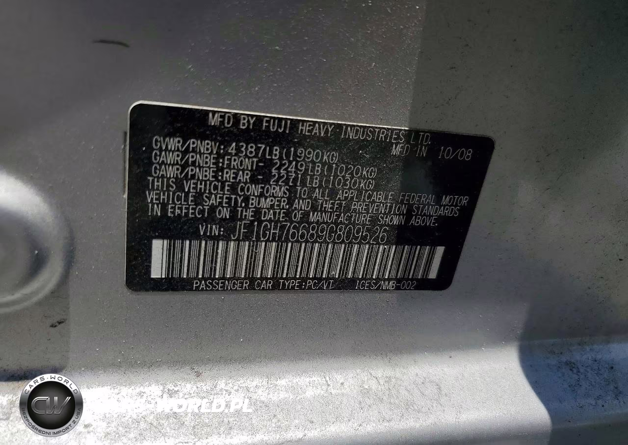 2009 Subaru Impreza Wrx VIN:JF1GH76689G809526 - 13