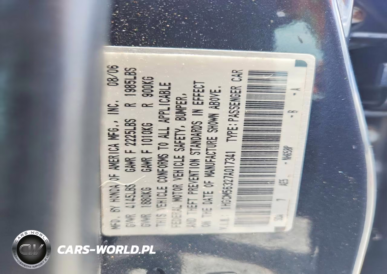 2007 Honda Accord Se VIN:1HGCM56327A017341 - 13