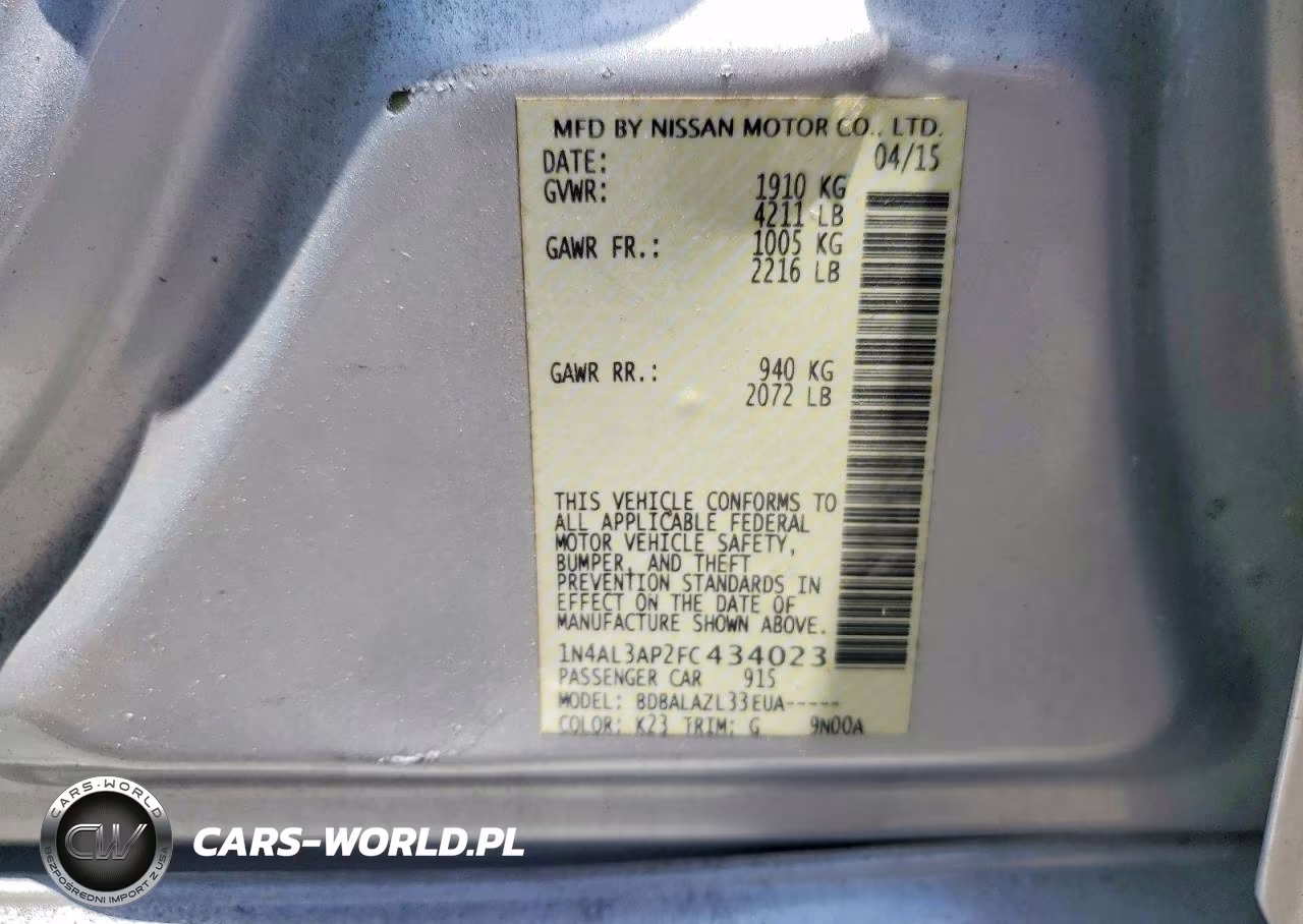 2015 Nissan Altima 2.5 VIN:1N4AL3AP2FC434023 - 13