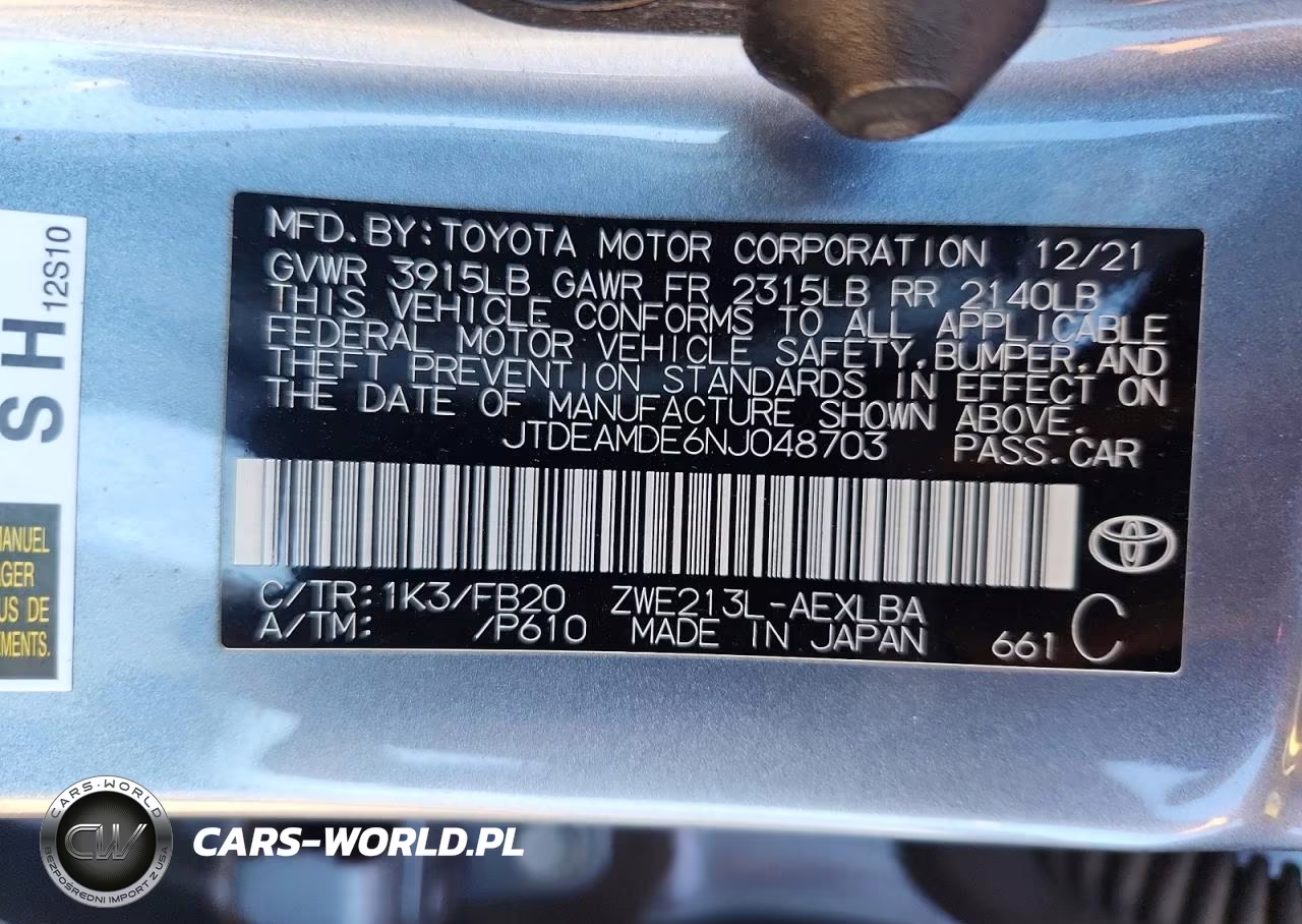 2022 Toyota Corolla Le VIN:JTDEAMDE6NJ048703 - 12