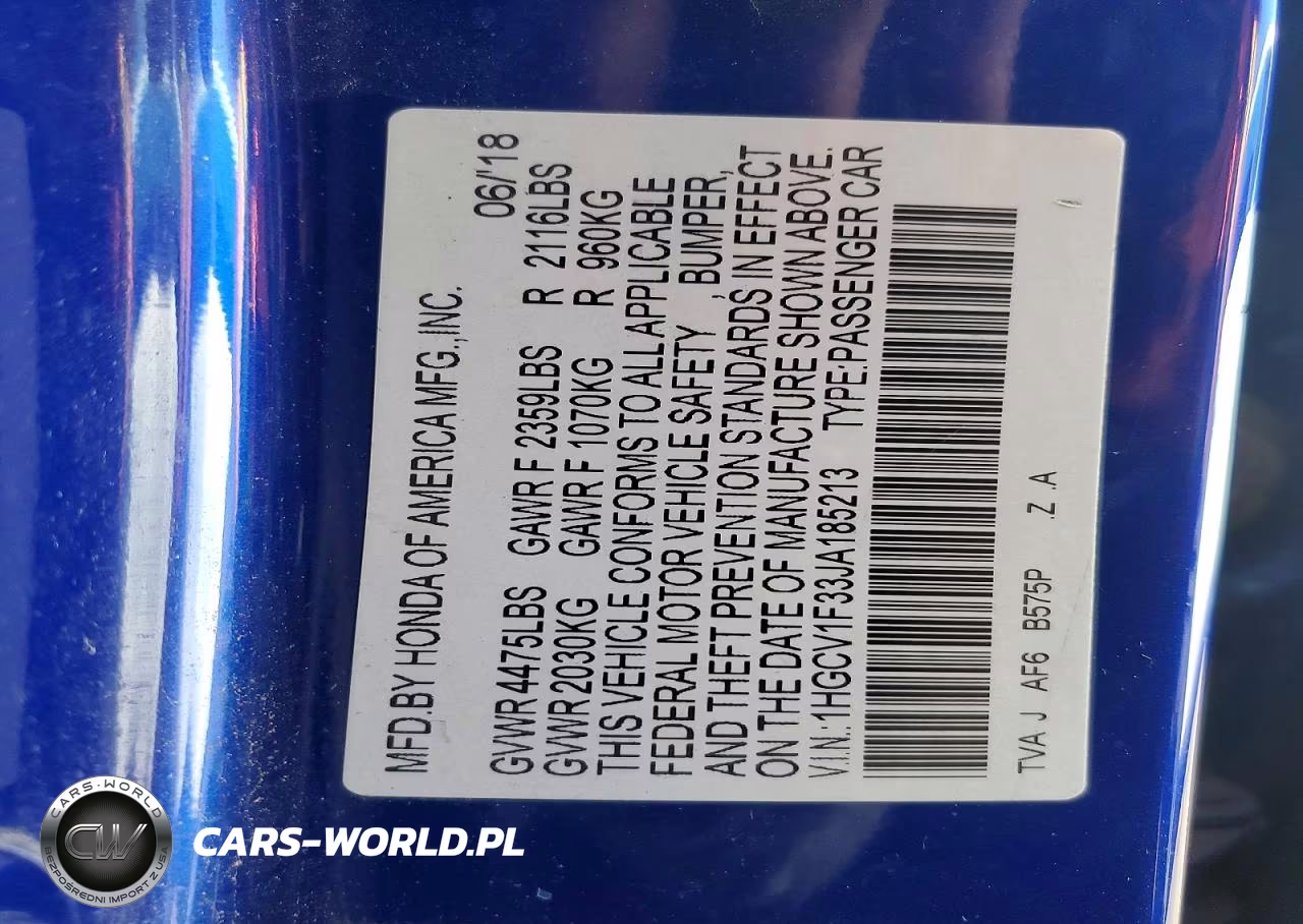 2018 Honda Accord Sport VIN:1HGCV1F33JA185213 - 12