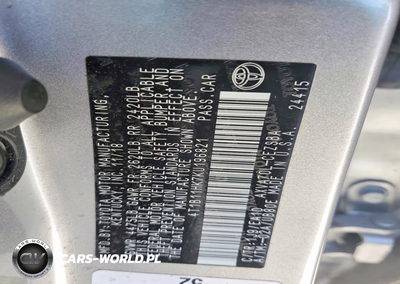 2019 Toyota Camry Se VIN:4T1B11HK7KU196821 - 12