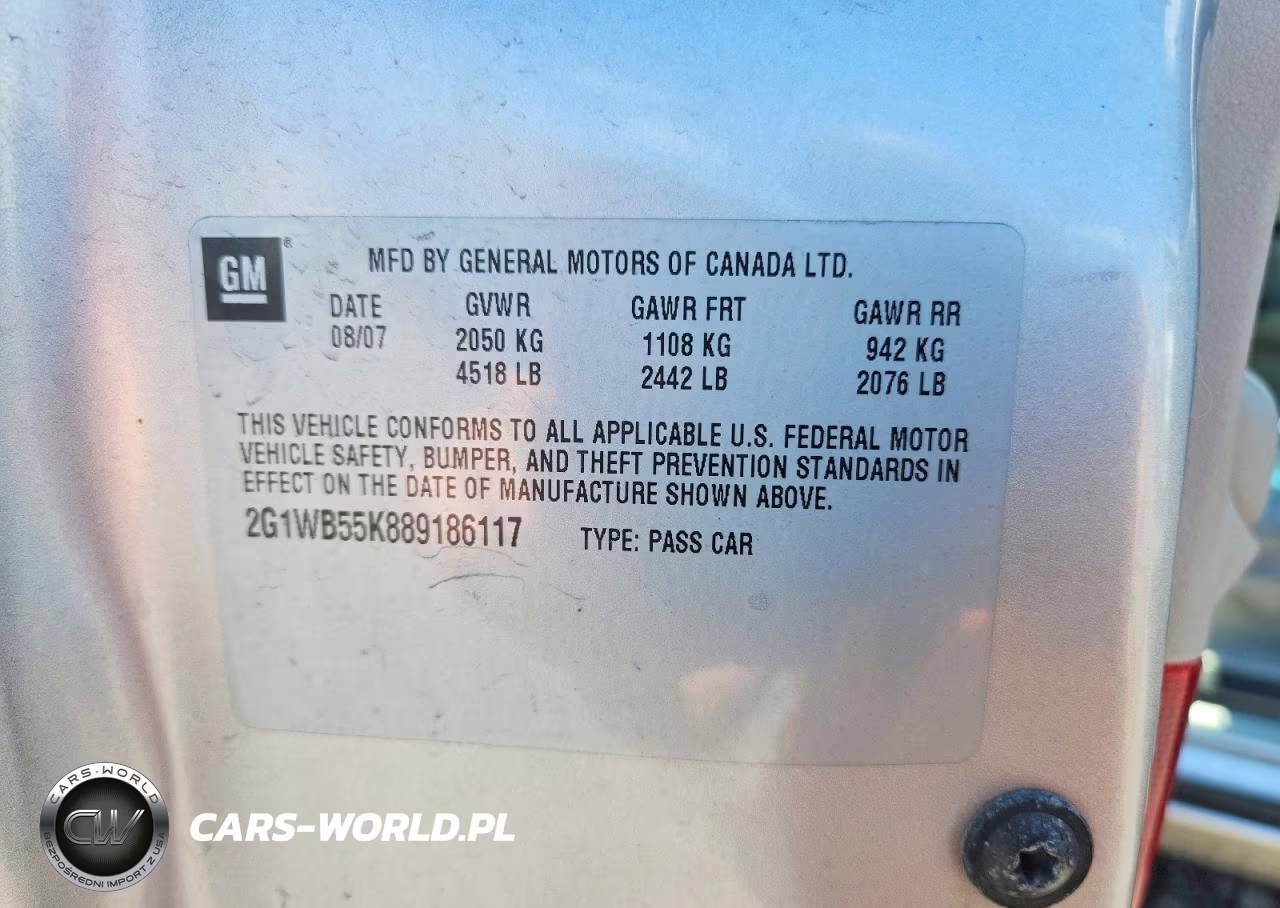 2008 Chevrolet Impala Ls VIN:2G1WB55K889186117 - 12