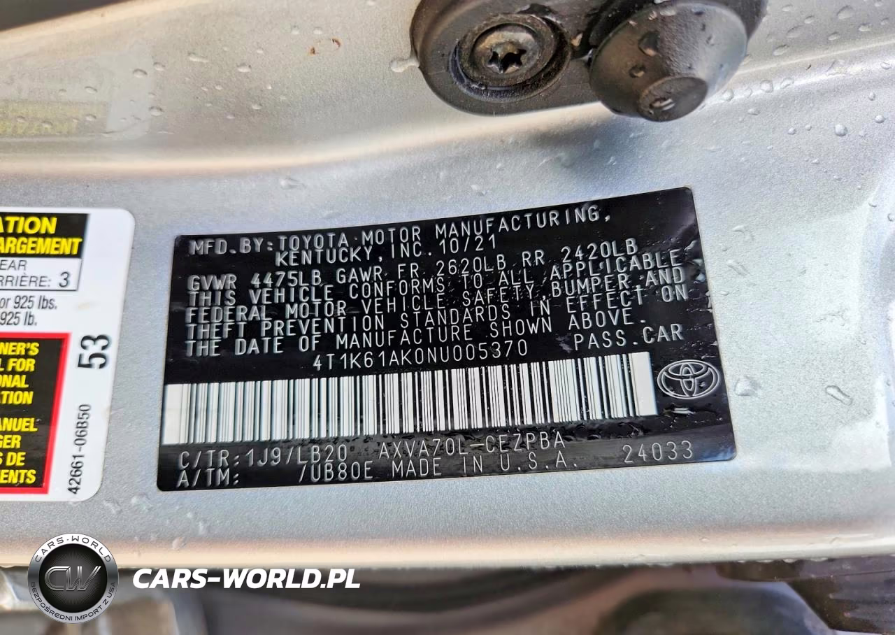 2022 Toyota Camry Xse VIN:4T1K61AK0NU005370 - 12