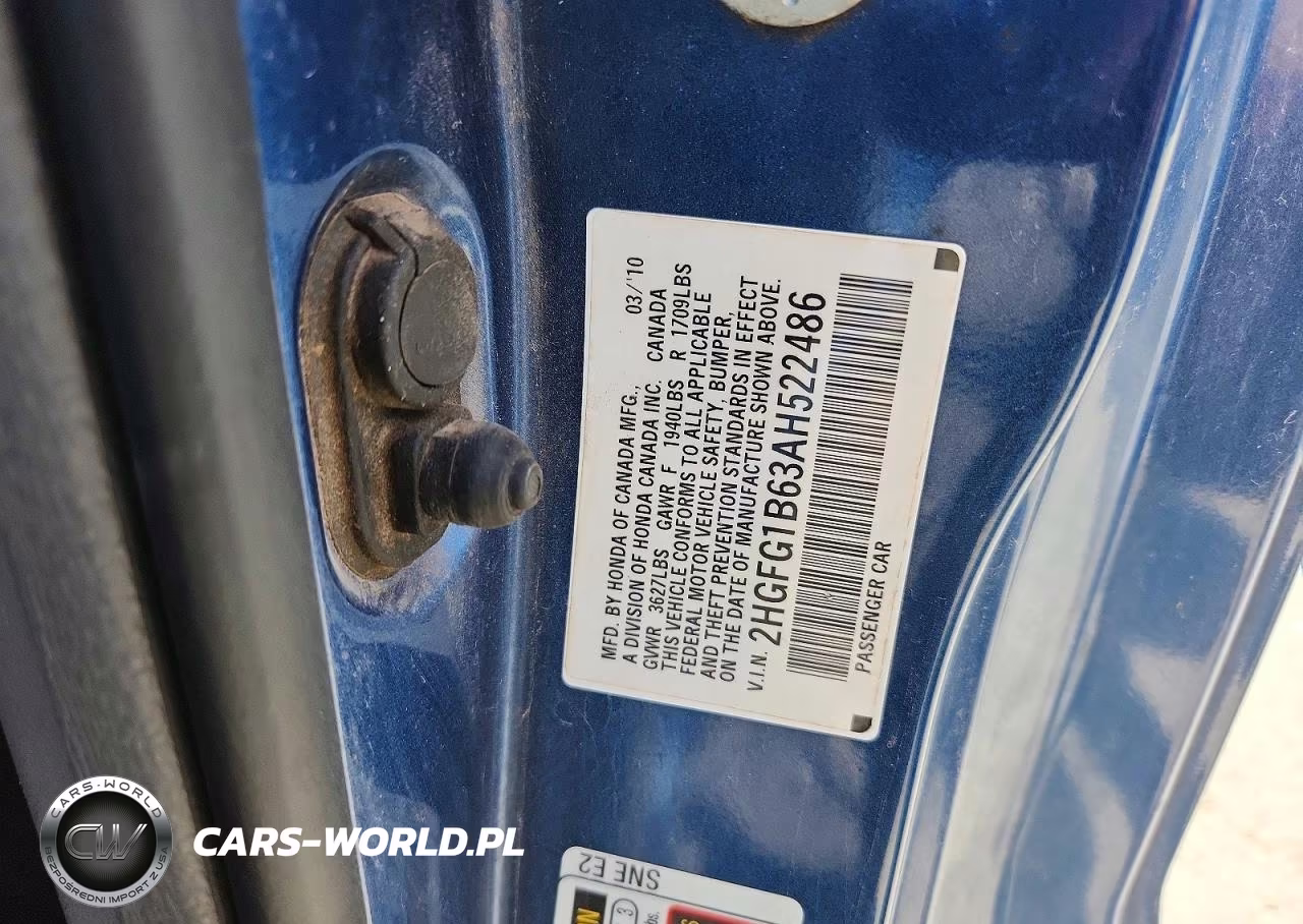 2010 Honda Civic Lx VIN:2HGFG1B63AH522486 - 12