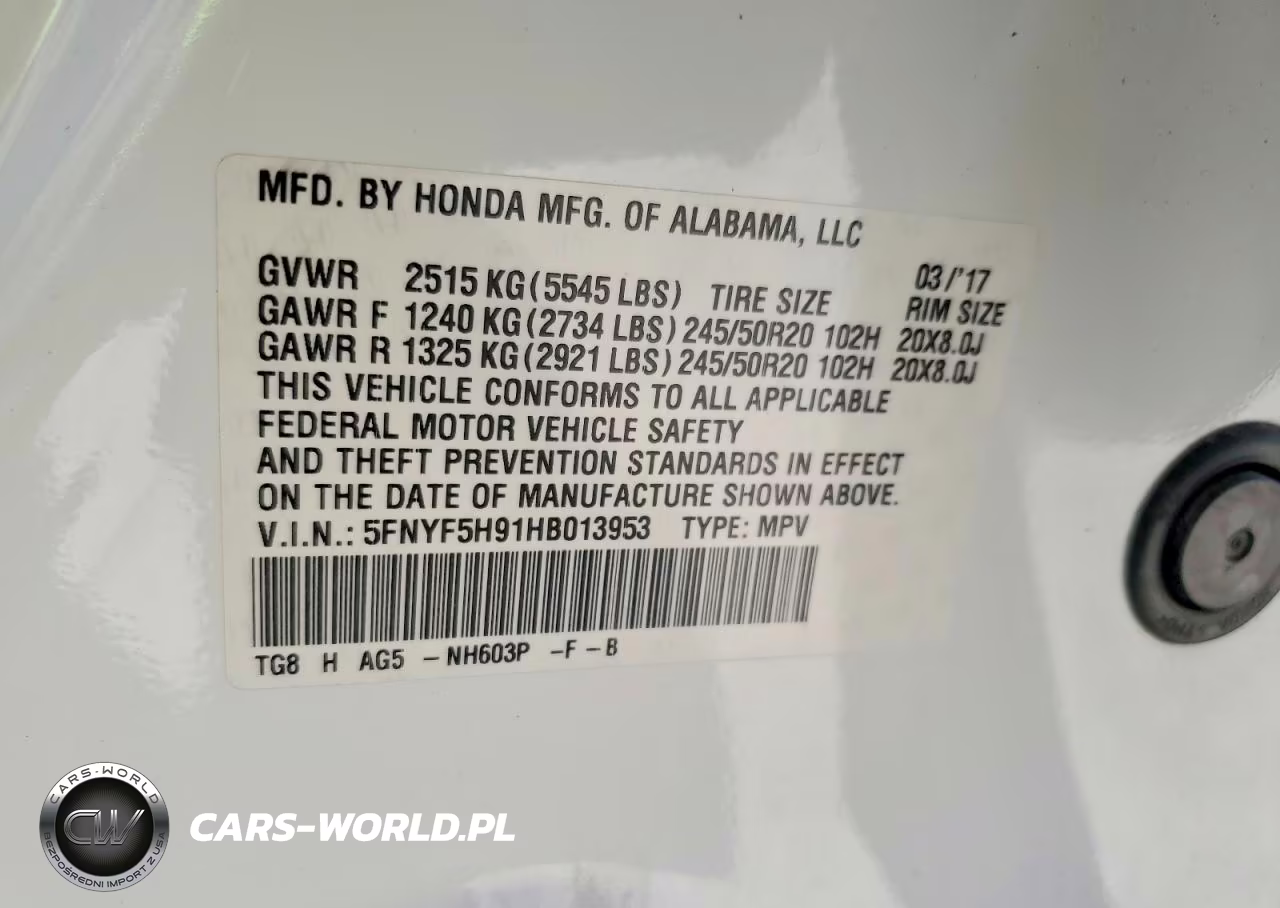 2017 Honda Pilot Touring VIN:5FNYF5H91HB013953 - 13