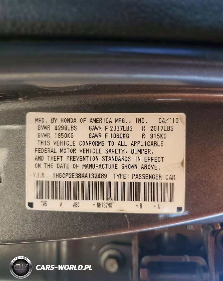 2010 Honda Accord Lx VIN:1HGCP2E38AA132489 - 12
