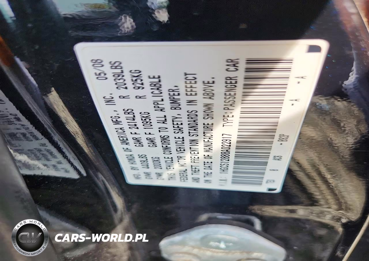 2008 Honda Accord Exl VIN:1HGCS12888A022917 - 12