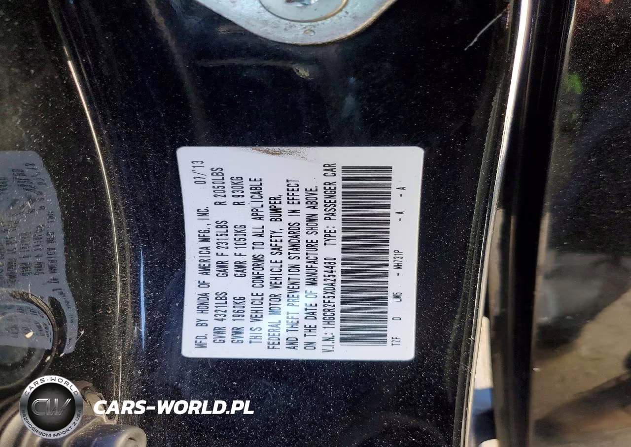 2013 Honda Accord Sport VIN:1HGCR2F5XDA254480 - 12