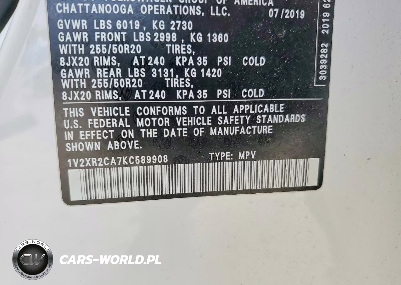 2019 Volkswagen Atlas Se VIN:1V2XR2CA7KC589908 - 13