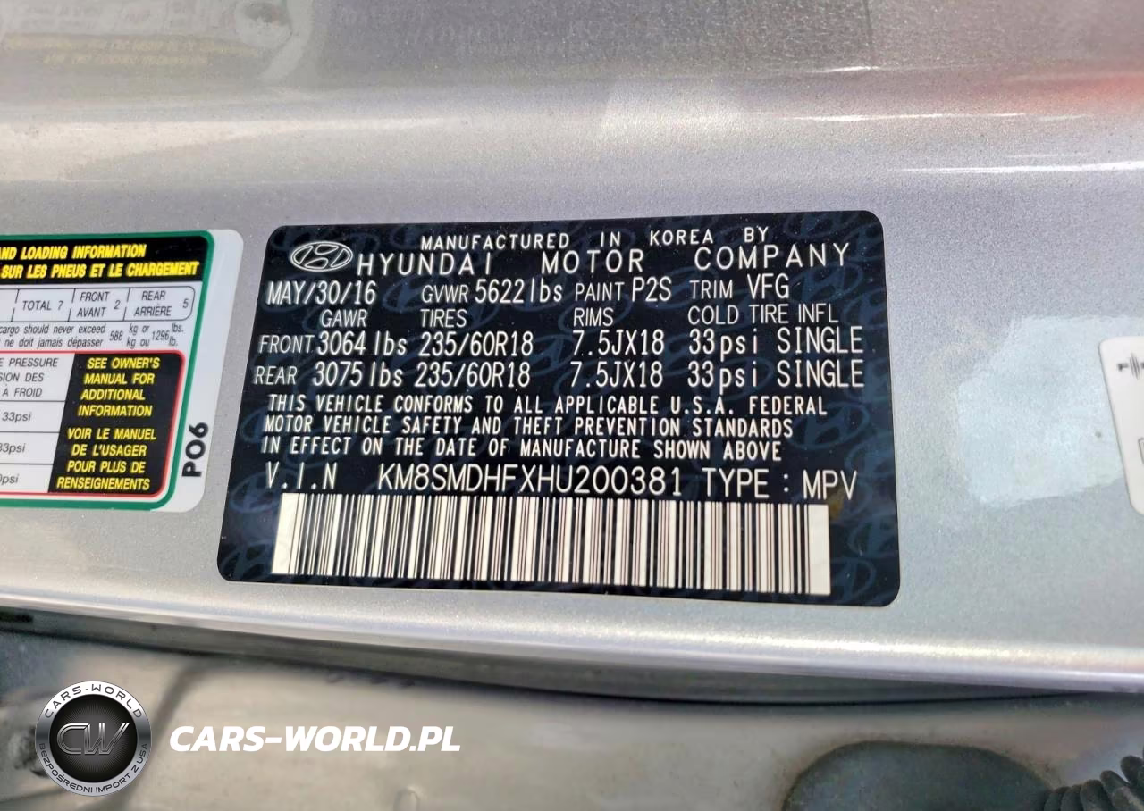 2017 Hyundai Santa Fe Se VIN:KM8SMDHFXHU200381 - 13