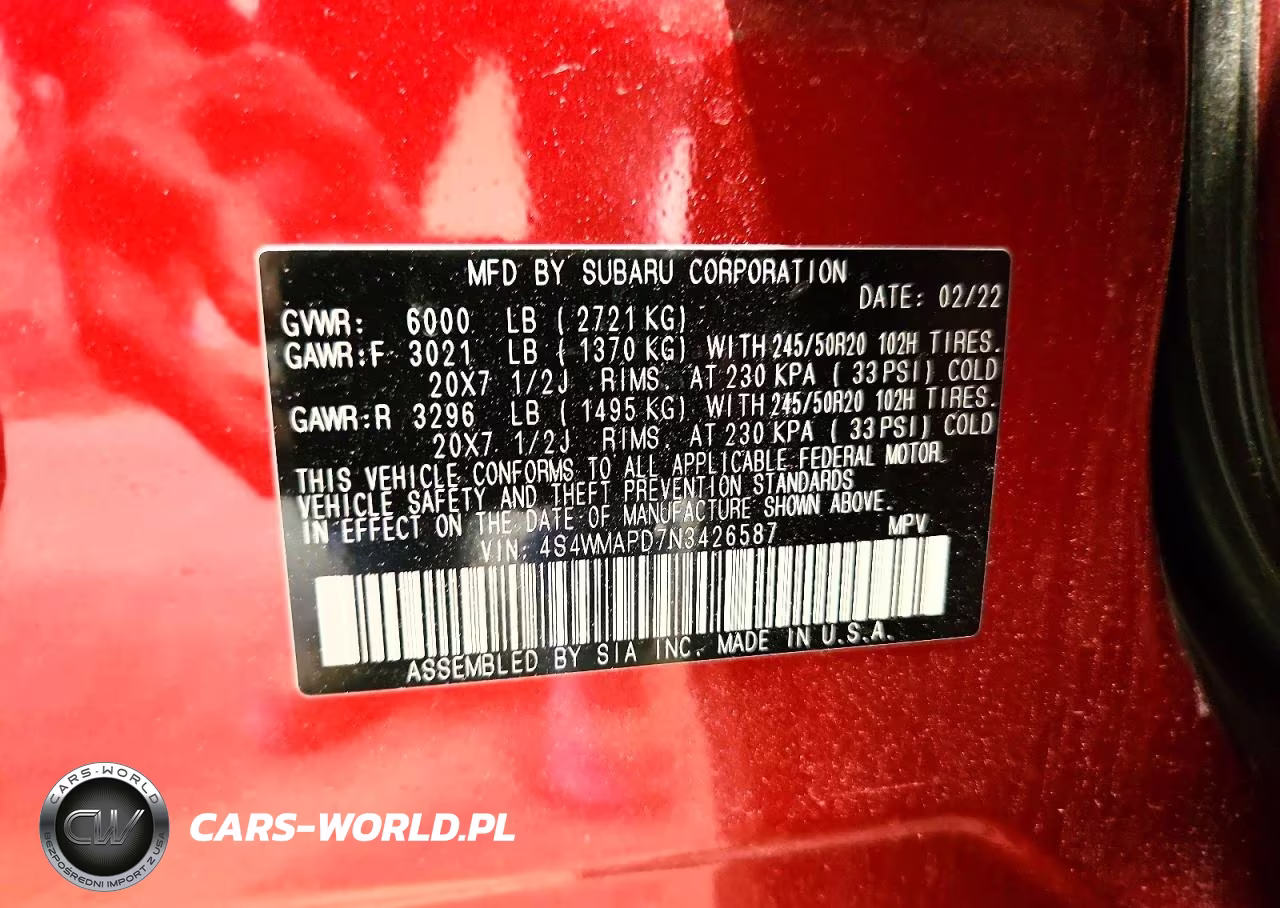 2022 Subaru Ascent Limited VIN:4S4WMAPD7N3426587 - 13
