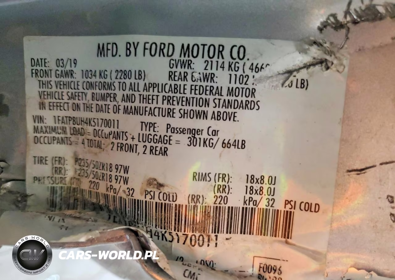 2019 Ford Mustang VIN:1FATP8UH4K5170011 - 12